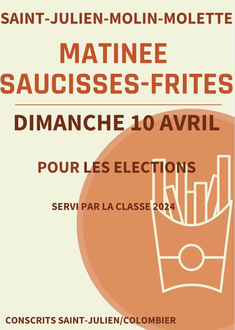 Affiche saucisses frites 10 avril 2022